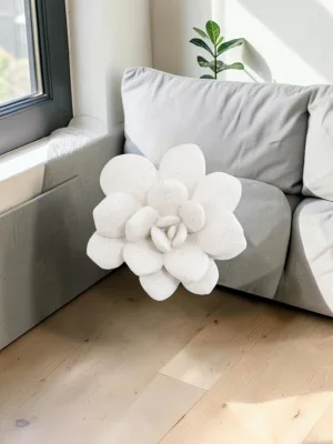 Liorventhys Succulent Wall Art, White Stone Composite, 11x3x11 Inches