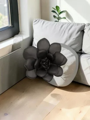 Liorventhys Succulent Wall Art, Matte Black Composite, 11x3x11 Inches