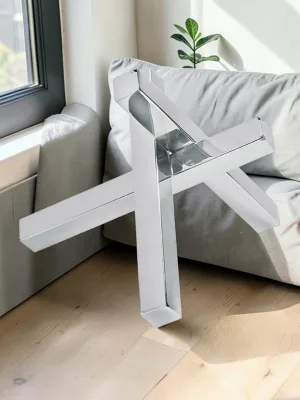 Liorventhys Intersecting Bars Modern Sculpture, Polished Nickel Steel, 9.5H x 11W x 12D