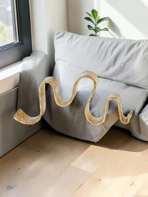 Liorventhys Wave Sculpture Abstract Cast Iron Gold Leaf 5 H x 12.5 W x 2.5 D