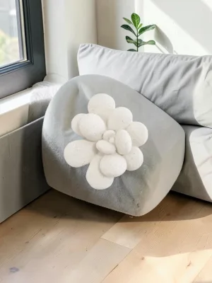 Liorventhys Succulent Wall Art, White Stone Composite Sculpture, 10 x 3 x 9 Inches