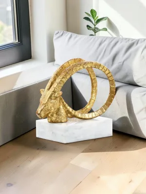 Liorventhys Horn Statue, Gold Spiral Collection, Art Deco Style, 9" W x 5" D x 8.5" H